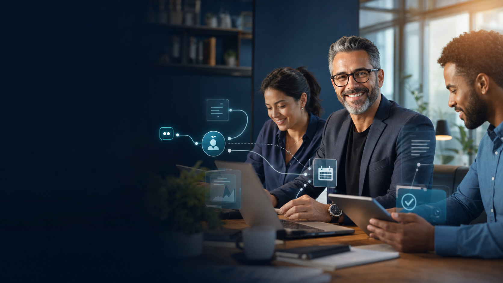 Business team using an AI-assisted customer workflow